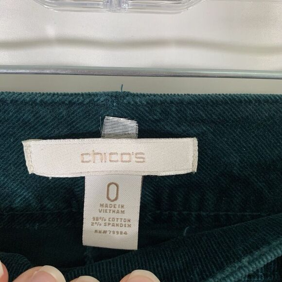 Chico's Corduroy Pants Women's 4 Green Soft Cotton Blend Pockets Mid Rise - Picture 5 of 10
